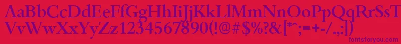 BambergserialMediumRegular-fontti – violetit fontit punaisella taustalla