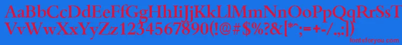 BambergserialMediumRegular-Schriftart – Rote Schriften auf blauem Hintergrund