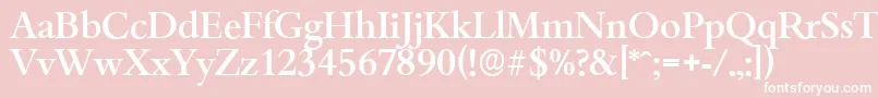BambergserialMediumRegular-fontti – valkoiset fontit vaaleanpunaisella taustalla