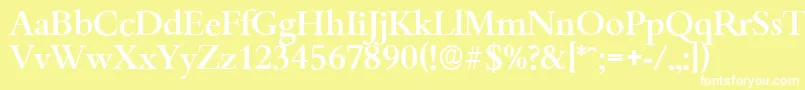 BambergserialMediumRegular-fontti – valkoiset fontit keltaisella taustalla