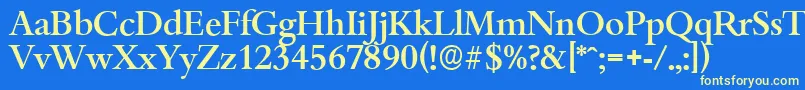 BambergserialMediumRegular-fontti – keltaiset fontit sinisellä taustalla