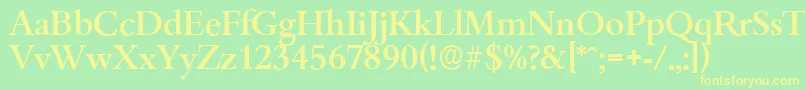 BambergserialMediumRegular-fontti – keltaiset fontit vihreällä taustalla