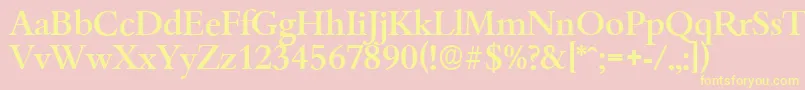 BambergserialMediumRegular-fontti – keltaiset fontit vaaleanpunaisella taustalla
