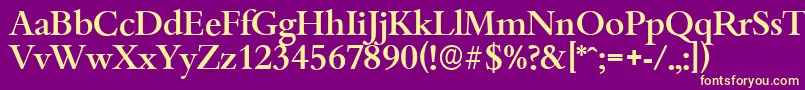 BambergserialMediumRegular-fontti – keltaiset fontit violetilla taustalla
