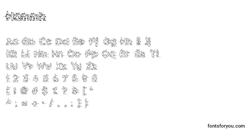 A fonte Hammh – alfabeto, números, caracteres especiais