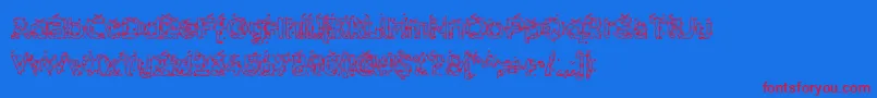 Czcionka Hammh – czerwone czcionki na niebieskim tle