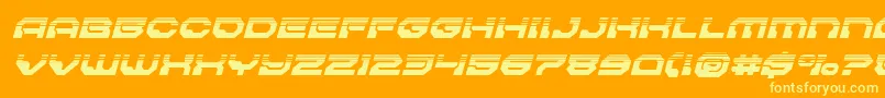Pulsarclasssolidhalfital-Schriftart – Gelbe Schriften auf orangefarbenem Hintergrund