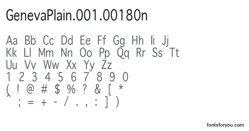 Schriftart GenevaPlain.001.00180n – Alphabet, Zahlen, spezielle Symbole