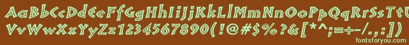 Шрифт PompeiastdInlineitalic – зелёные шрифты на коричневом фоне