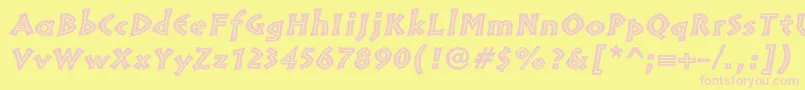 Шрифт PompeiastdInlineitalic – розовые шрифты на жёлтом фоне