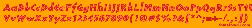 Czcionka PompeiastdInlineitalic – czerwone czcionki na pomarańczowym tle