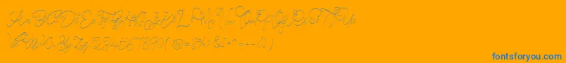 CeciliaScript-Schriftart – Blaue Schriften auf orangefarbenem Hintergrund