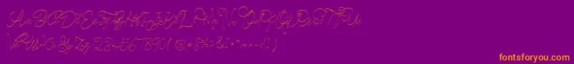 CeciliaScript Font – Orange Fonts on Purple Background