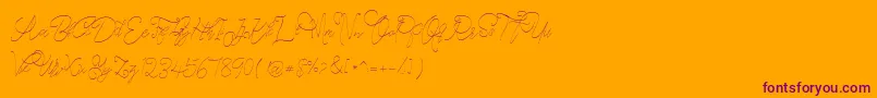 CeciliaScript-Schriftart – Violette Schriften auf orangefarbenem Hintergrund