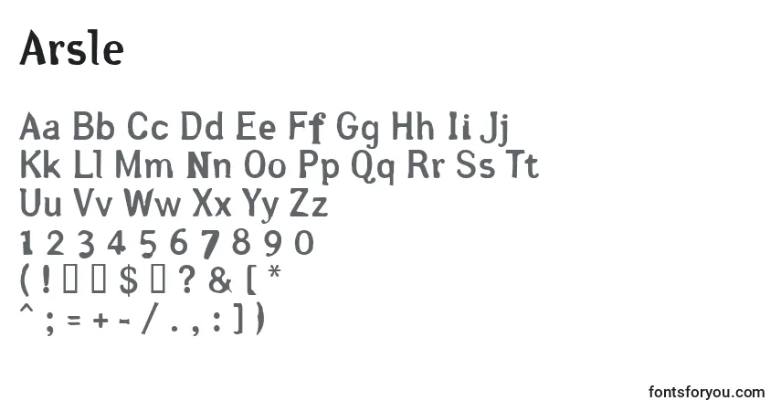 Schriftart Arsle – Alphabet, Zahlen, spezielle Symbole