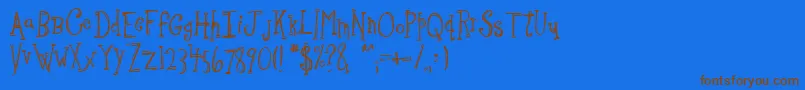 Weitere Informationen zur Sketchbo-Schriftart Sketchbo-Schriftart – Braune Schriften auf blauem Hintergrund