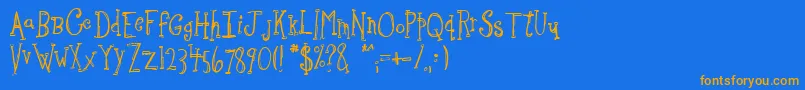 Weitere Informationen zur Sketchbo-Schriftart Sketchbo-Schriftart – Orangefarbene Schriften auf blauem Hintergrund