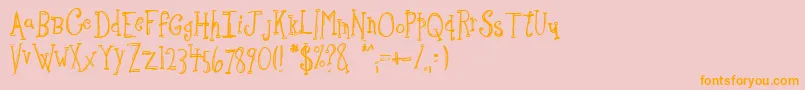 フォントSketchbo – オレンジの文字がピンクの背景にあります。