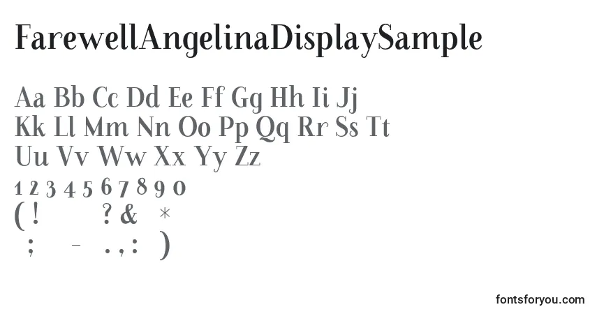 Schriftart FarewellAngelinaDisplaySample (105841) – Alphabet, Zahlen, spezielle Symbole
