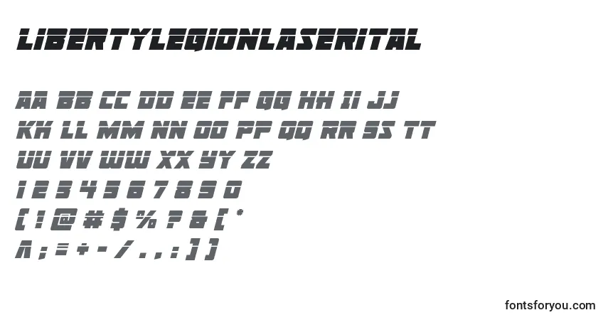 Libertylegionlaserital-fontti – aakkoset, numerot, erikoismerkit
