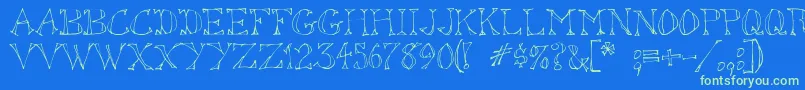 Sketchoutsw Font – Green Fonts on Blue Background