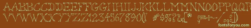 Sketchoutsw-fontti – vihreät fontit ruskealla taustalla