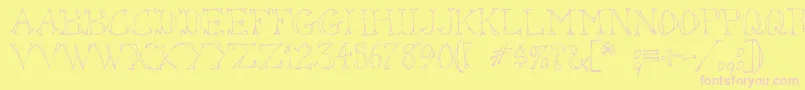 Fonte Sketchoutsw – fontes rosa em um fundo amarelo