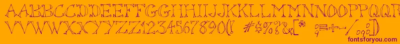 Sketchoutsw-Schriftart – Violette Schriften auf orangefarbenem Hintergrund