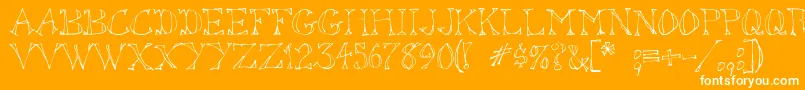 Sketchoutsw-Schriftart – Weiße Schriften auf orangefarbenem Hintergrund