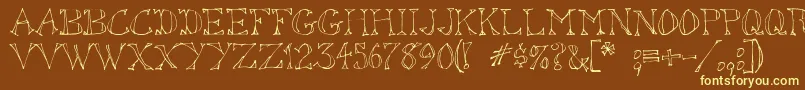 Sketchoutsw-fontti – keltaiset fontit ruskealla taustalla