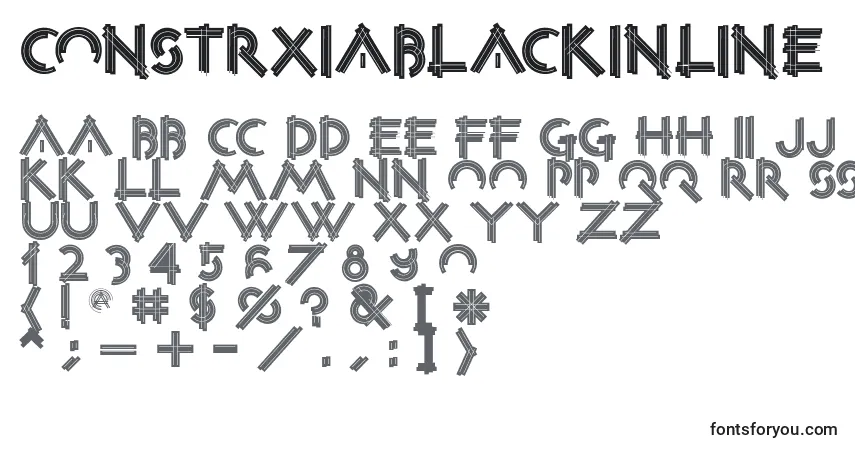 Constrxiablackinline-fontti – aakkoset, numerot, erikoismerkit