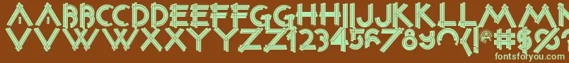 フォントConstrxiablackinline – 緑色の文字が茶色の背景にあります。