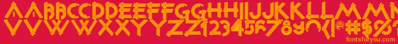 Constrxiablackinline Font – Orange Fonts on Red Background