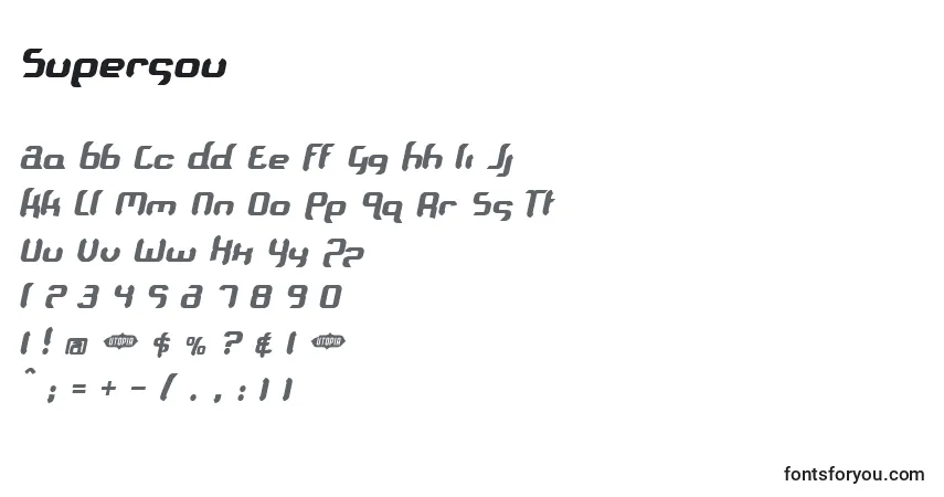 Schriftart Supersou – Alphabet, Zahlen, spezielle Symbole