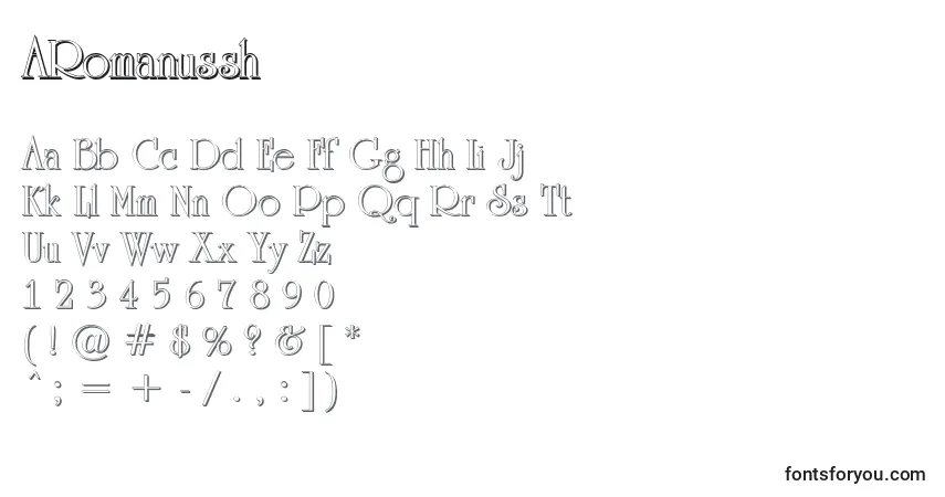Czcionka ARomanussh – alfabet, cyfry, specjalne znaki