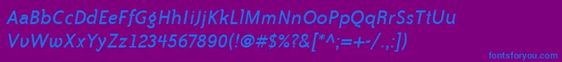 フォントBaileySansItcBookItalic – 紫色の背景に青い文字