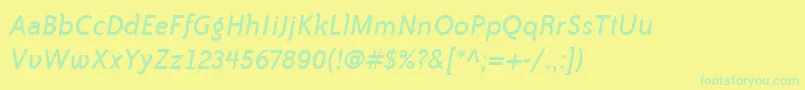 Fonte BaileySansItcBookItalic – fontes verdes em um fundo amarelo