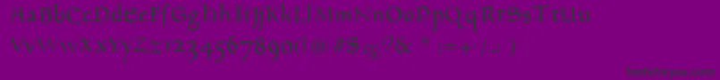 Goudament-fontti – mustat fontit violetilla taustalla