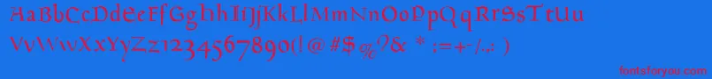 Goudament Font – Red Fonts on Blue Background