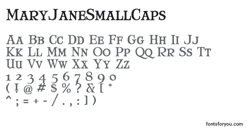 A fonte MaryJaneSmallCaps – alfabeto, números, caracteres especiais