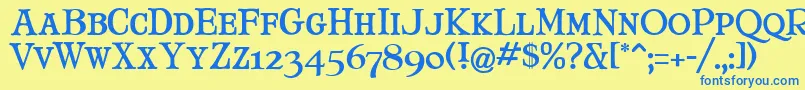 MaryJaneSmallCaps Font – Blue Fonts on Yellow Background