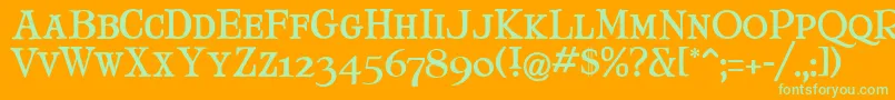 MaryJaneSmallCaps-Schriftart – Grüne Schriften auf orangefarbenem Hintergrund