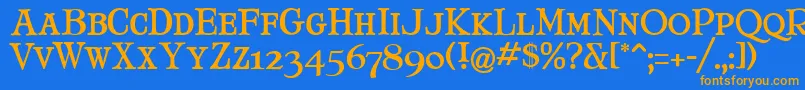 MaryJaneSmallCaps Font – Orange Fonts on Blue Background