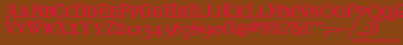 MaryJaneSmallCaps-Schriftart – Rote Schriften auf braunem Hintergrund