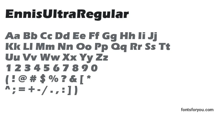 A fonte EnnisUltraRegular – alfabeto, números, caracteres especiais