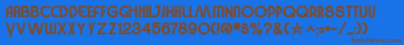 フォントVinylSmoothBv – 茶色の文字が青い背景にあります。