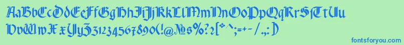 フォントRotundaPommerania – 青い文字は緑の背景です。