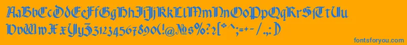 RotundaPommerania-Schriftart – Blaue Schriften auf orangefarbenem Hintergrund