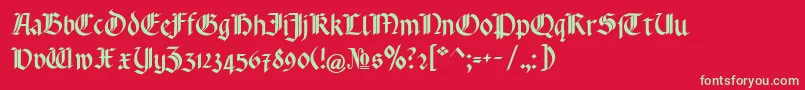 フォントRotundaPommerania – 赤い背景に緑の文字