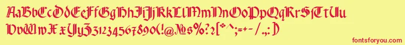 Fonte RotundaPommerania – fontes vermelhas em um fundo amarelo